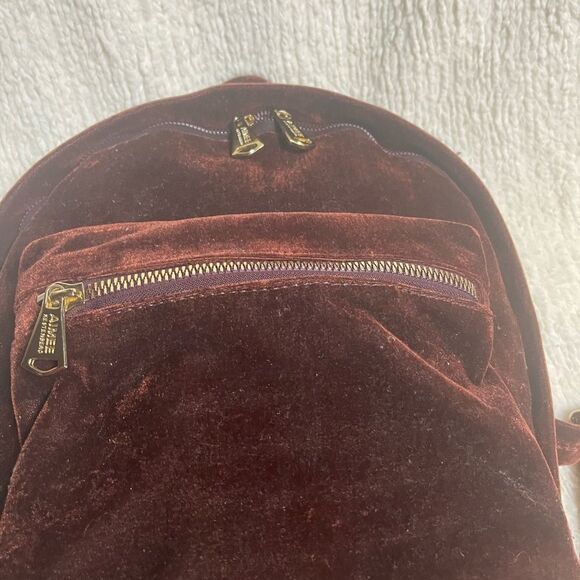 AIMEE KESTENBERG BURGUNDY VELVET  MEDIUM BACKPACK gold tone hardwares main image 13